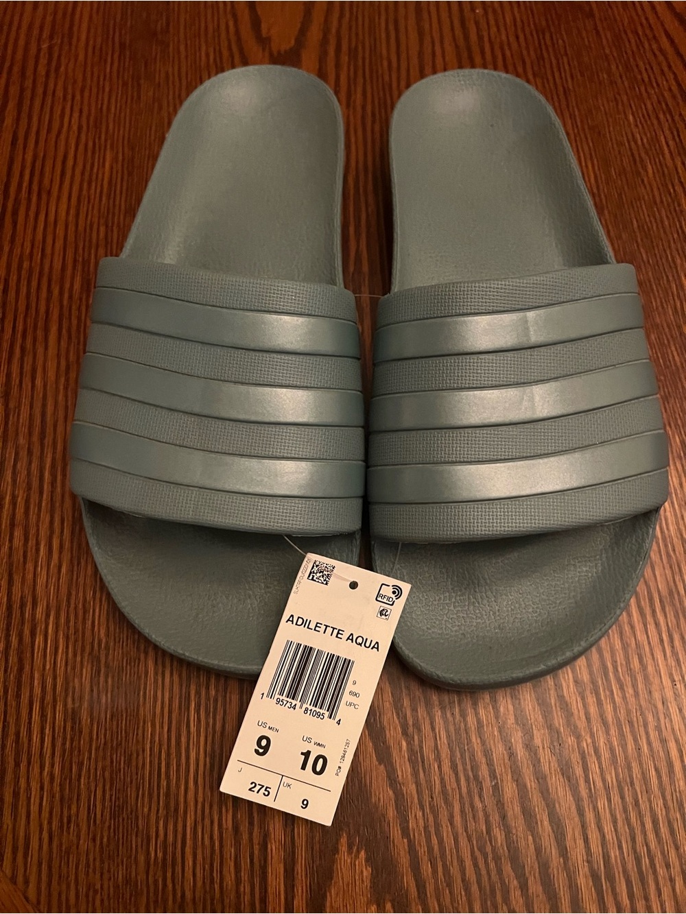 adidas Adilette Slide Sandals in Aqua Green